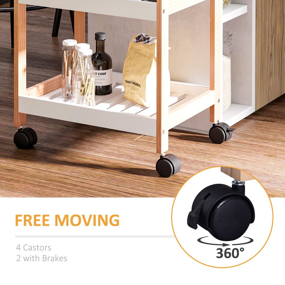 Kitchen Trolley 3 Tier Bamboo/MDF 74.5H cm