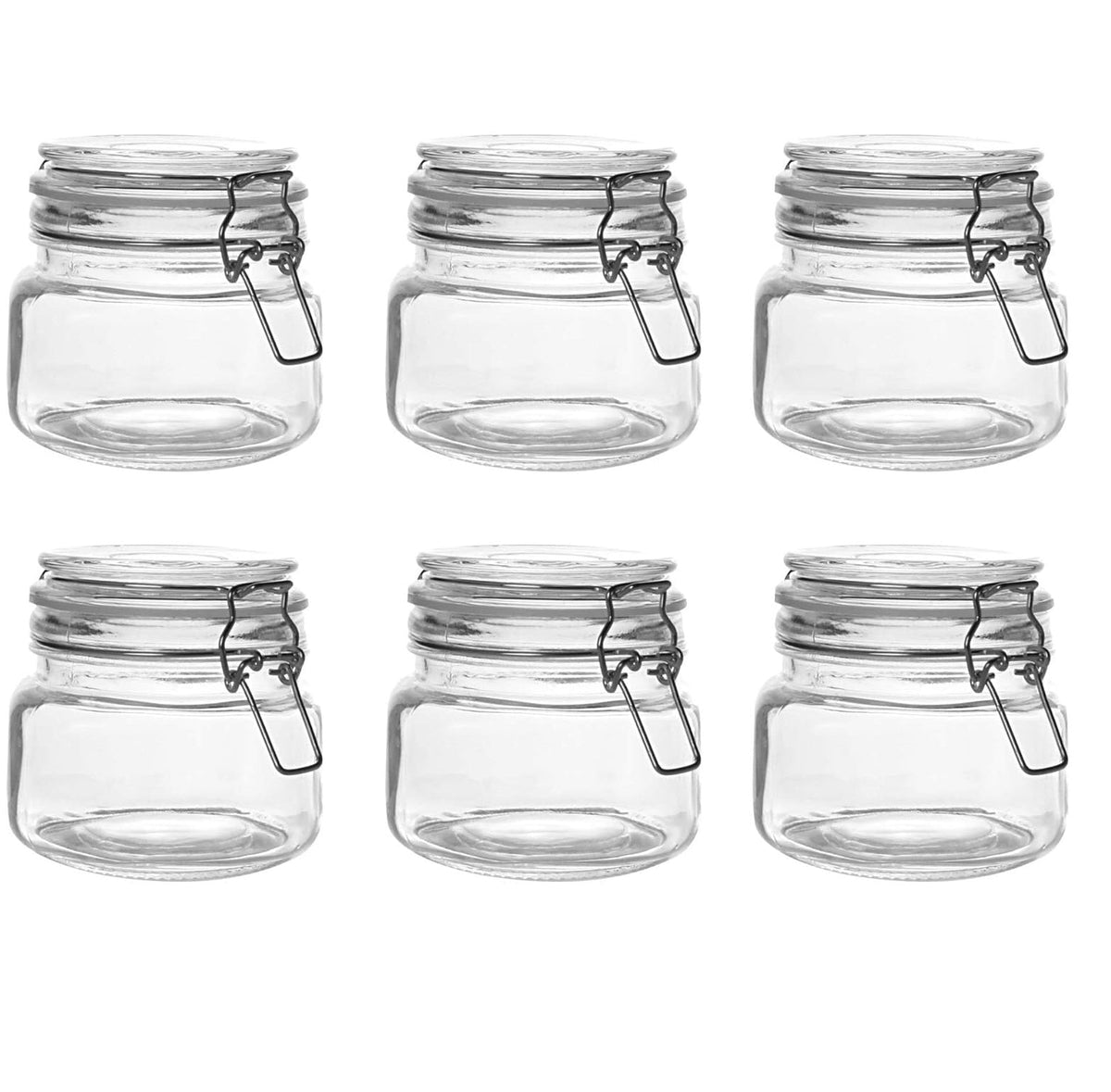 500ml Clip Top Glass Storage Jars - Set of 6