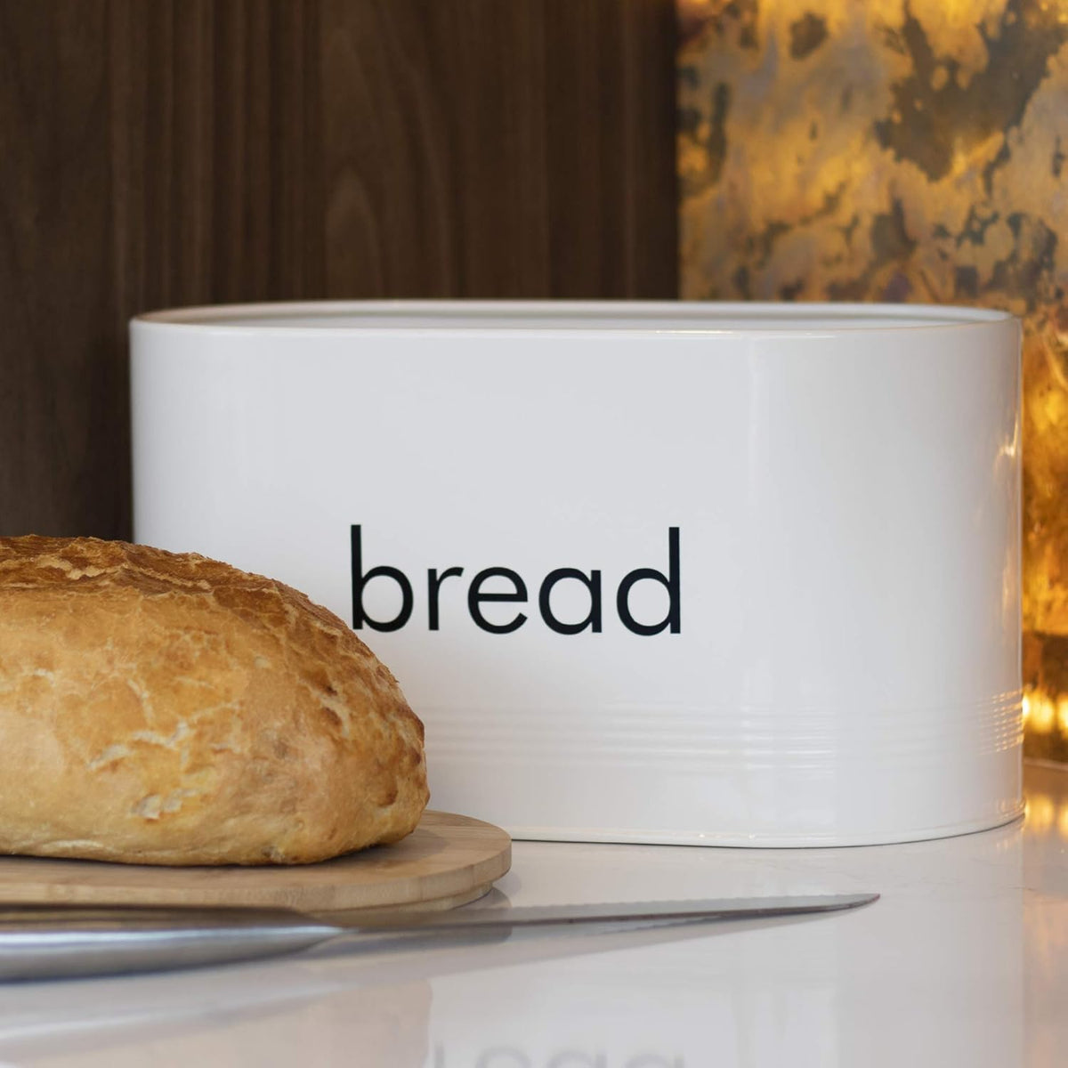 Kitchen Bread Bin with Bamboo Chopping Board Lid